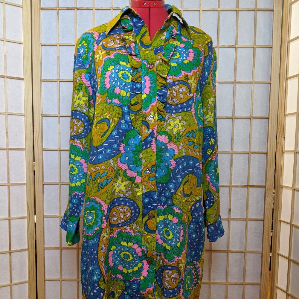 70's Paisley Button-Front Dress